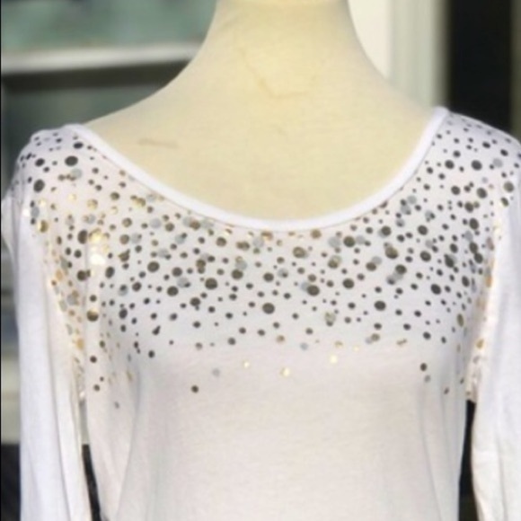 Gold and silver sparkle white top from LOFT - Picture 1 of 9
